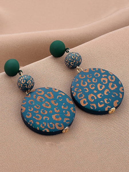 Earrings Women Vintage Round S925Sliver Wooden FashionChic
