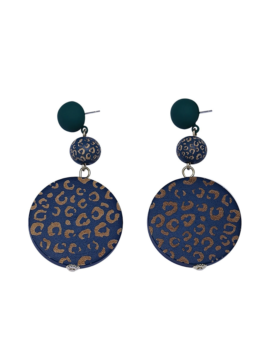 Earrings Women Vintage Round S925Sliver Wooden FashionChic