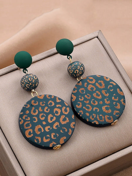 Earrings Women Vintage Round S925Sliver Wooden FashionChic