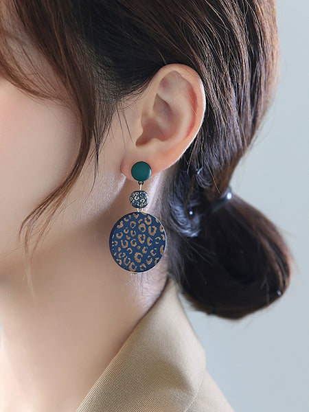 Earrings Women Vintage Round S925Sliver Wooden FashionChic
