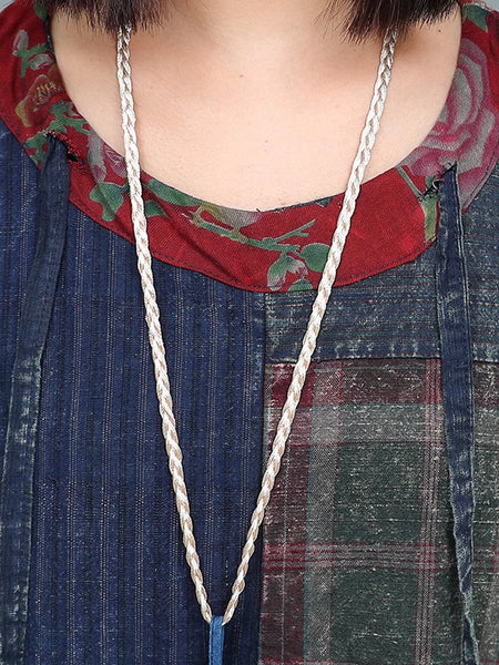 Patchwork Cotton Women Summer Retro O-Neck Dress FashionChic