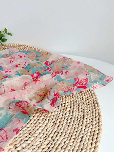 Shawl Thin Floral Artsy Scarf Summer FashionChic