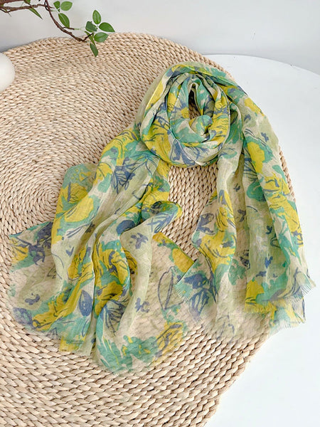 Shawl Thin Floral Artsy Scarf Summer FashionChic