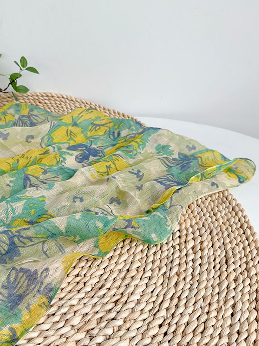 Shawl Thin Floral Artsy Scarf Summer FashionChic