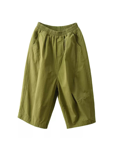 Pants 100%Cotton Casual Pure Color Cropped Women FashionChic