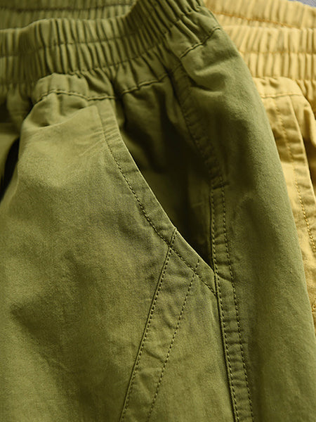 Pants 100%Cotton Casual Pure Color Cropped Women FashionChic