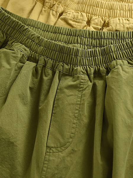 Pants 100%Cotton Casual Pure Color Cropped Women FashionChic