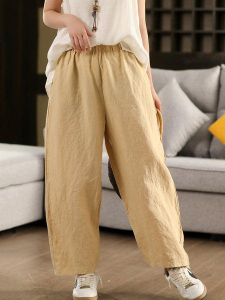 Pants 100%Hemp Casual Color Women Summer Straight Pure FashionChic