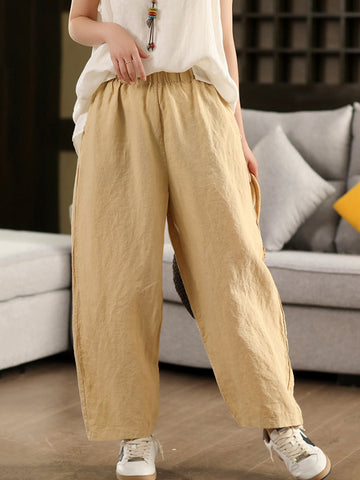 Pants 100%Hemp Casual Color Women Summer Straight Pure FashionChic