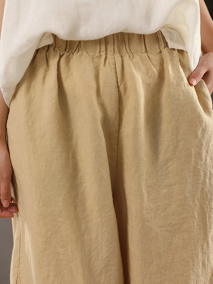 Pants 100%Hemp Casual Color Women Summer Straight Pure FashionChic