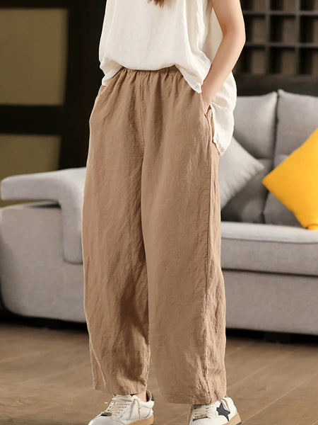 Pants 100%Hemp Casual Color Women Summer Straight Pure FashionChic