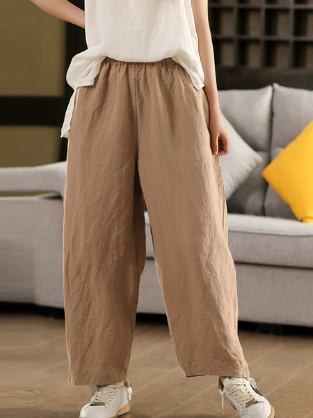 Pants 100%Hemp Casual Color Women Summer Straight Pure FashionChic