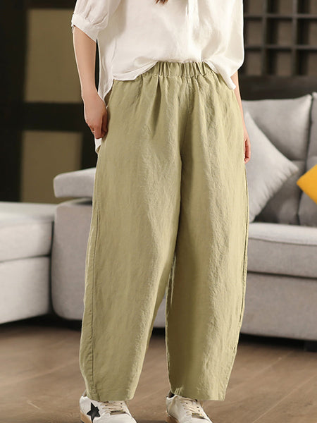 Pants 100%Hemp Casual Color Women Summer Straight Pure FashionChic