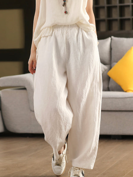 Pants 100%Hemp Casual Color Women Summer Straight Pure FashionChic