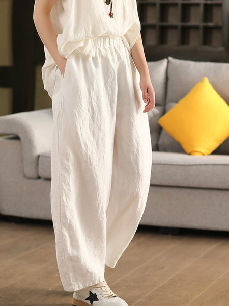 Pants 100%Hemp Casual Color Women Summer Straight Pure FashionChic