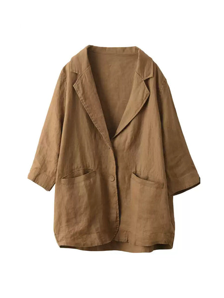 Color Summer Pure Artsy Women Coat Shirt 100%Linen FashionChic