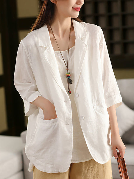 Color Summer Pure Artsy Women Coat Shirt 100%Linen FashionChic