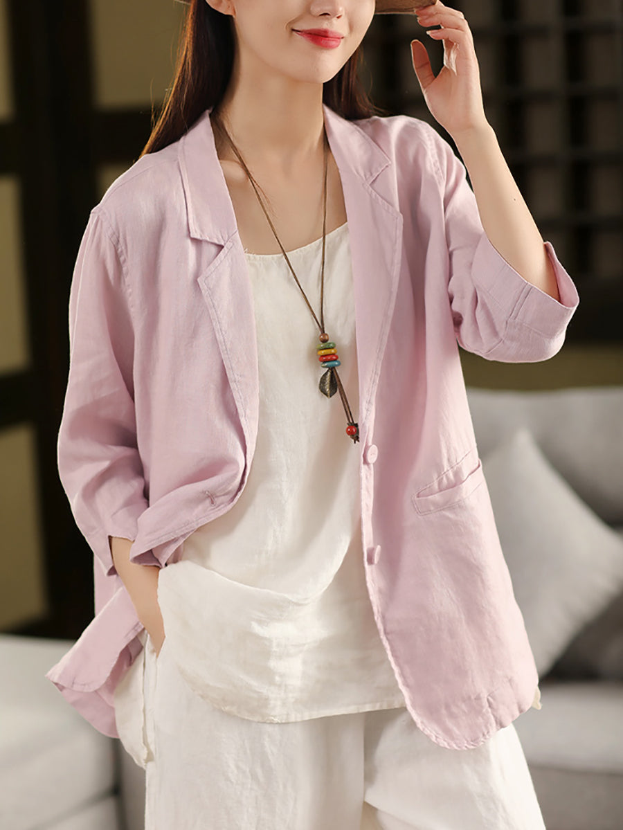 Color Summer Pure Artsy Women Coat Shirt 100%Linen FashionChic