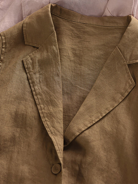 Color Summer Pure Artsy Women Coat Shirt 100%Linen FashionChic