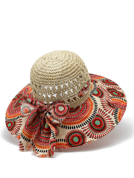 Weave Sunproof Flower Summer Hat Bohemia Women Spliced FashionChic