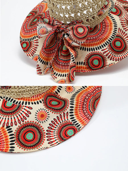 Weave Sunproof Flower Summer Hat Bohemia Women Spliced FashionChic