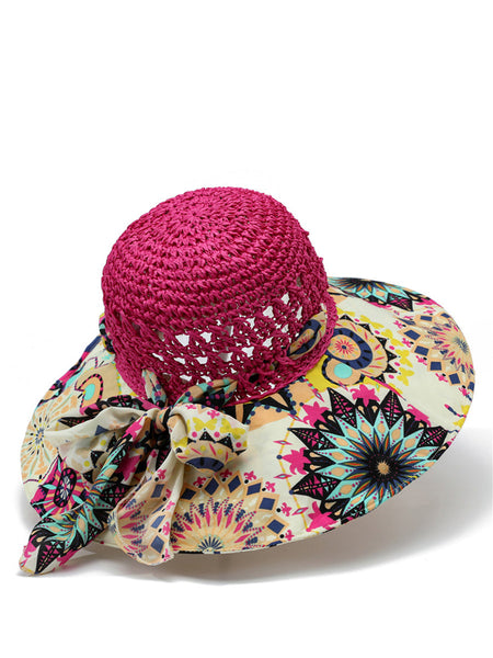 Weave Sunproof Flower Summer Hat Bohemia Women Spliced FashionChic