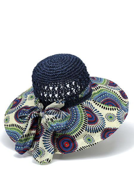 Weave Sunproof Flower Summer Hat Bohemia Women Spliced FashionChic