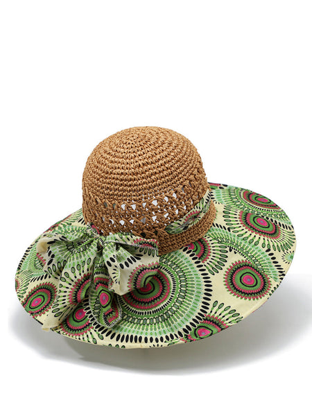 Weave Sunproof Flower Summer Hat Bohemia Women Spliced FashionChic