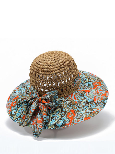 Weave Sunproof Flower Summer Hat Bohemia Women Spliced FashionChic