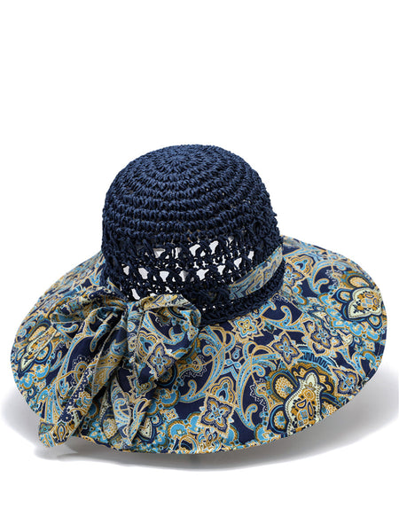Weave Sunproof Flower Summer Hat Bohemia Women Spliced FashionChic