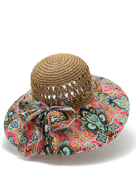 Weave Sunproof Flower Summer Hat Bohemia Women Spliced FashionChic