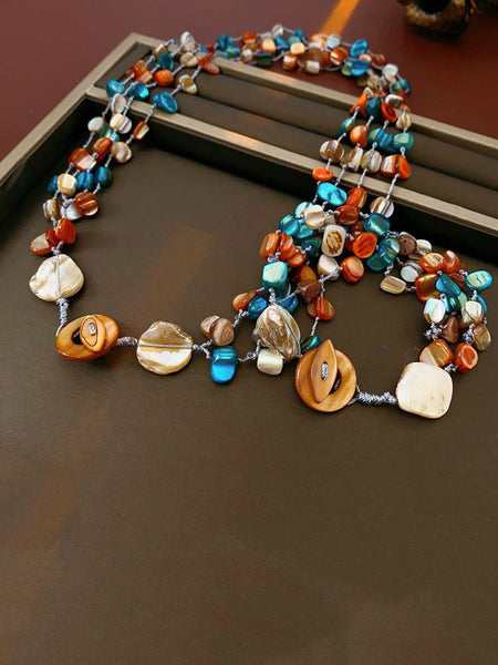 Stone Colorful Shell Necklace Bohemia Multilayer FashionChic
