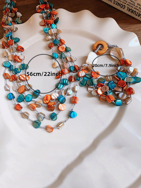 Stone Colorful Shell Necklace Bohemia Multilayer FashionChic