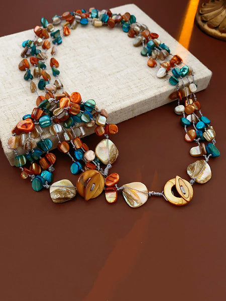 Stone Colorful Shell Necklace Bohemia Multilayer FashionChic