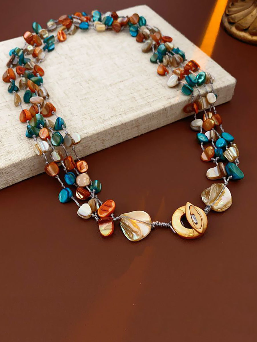 Stone Colorful Shell Necklace Bohemia Multilayer FashionChic