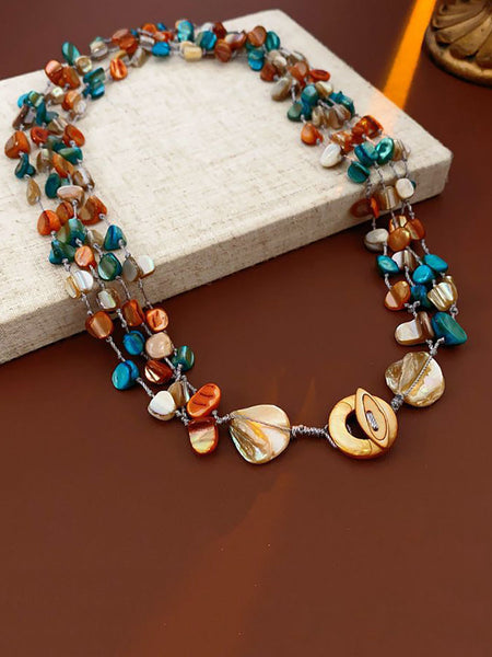 Stone Colorful Shell Necklace Bohemia Multilayer FashionChic