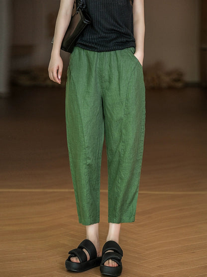 Pure Summer Harem Casual 100%Linen Pants Color Women FashionChic