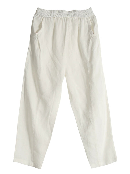 Pure Summer Harem Casual 100%Linen Pants Color Women FashionChic
