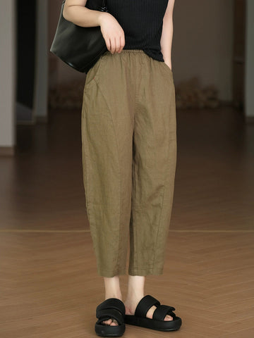 Pure Summer Harem Casual 100%Linen Pants Color Women FashionChic