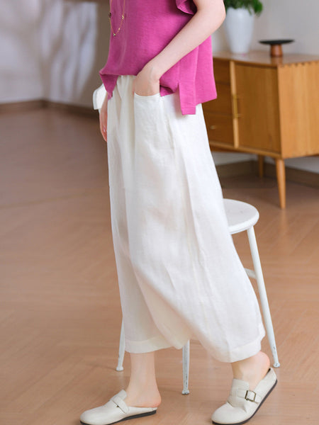 Summer Straight Women Color Pure Skirt Linen FashionChic