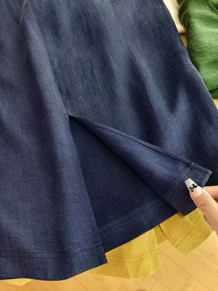 Summer Straight Women Color Pure Skirt Linen FashionChic