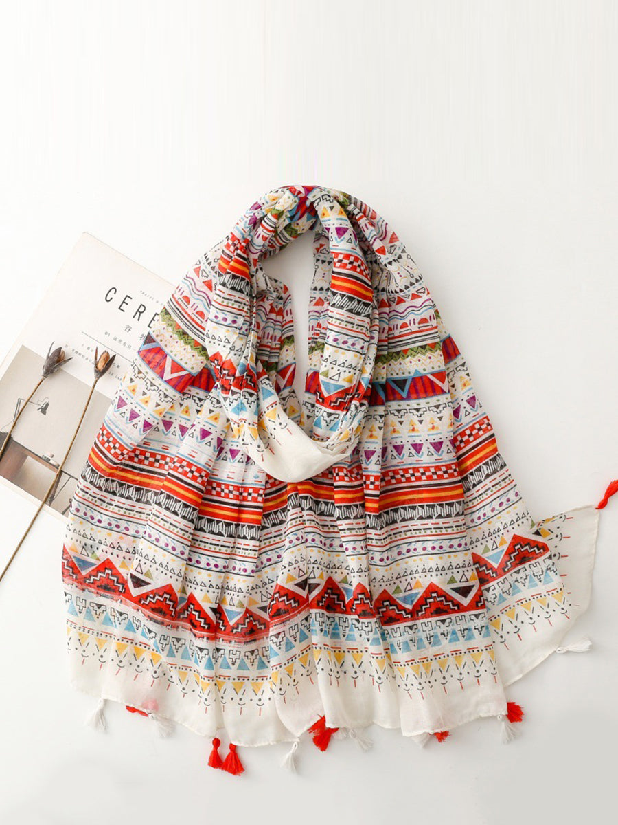 Shawl Tassel Print Bohemia Geometric Women Scarf FashionChic