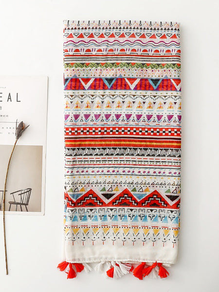 Shawl Tassel Print Bohemia Geometric Women Scarf FashionChic