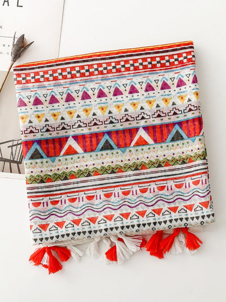 Shawl Tassel Print Bohemia Geometric Women Scarf FashionChic