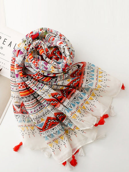 Shawl Tassel Print Bohemia Geometric Women Scarf FashionChic