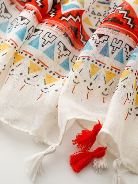 Shawl Tassel Print Bohemia Geometric Women Scarf FashionChic