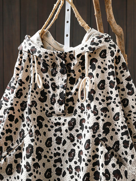 Summer Hooded Shirt Leopard Women Artsy FashionChic
