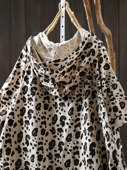Summer Hooded Shirt Leopard Women Artsy FashionChic