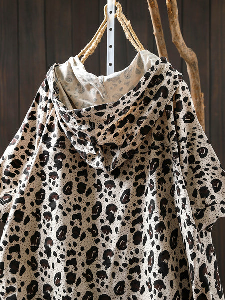 Summer Hooded Shirt Leopard Women Artsy FashionChic