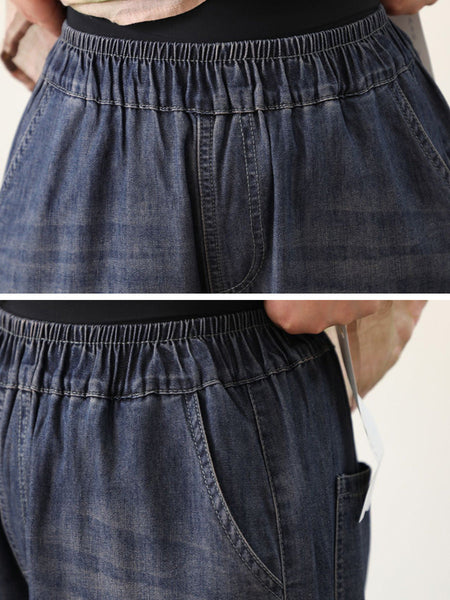 Retro Summer Women Embroidery Denim Pants Harem FashionChic